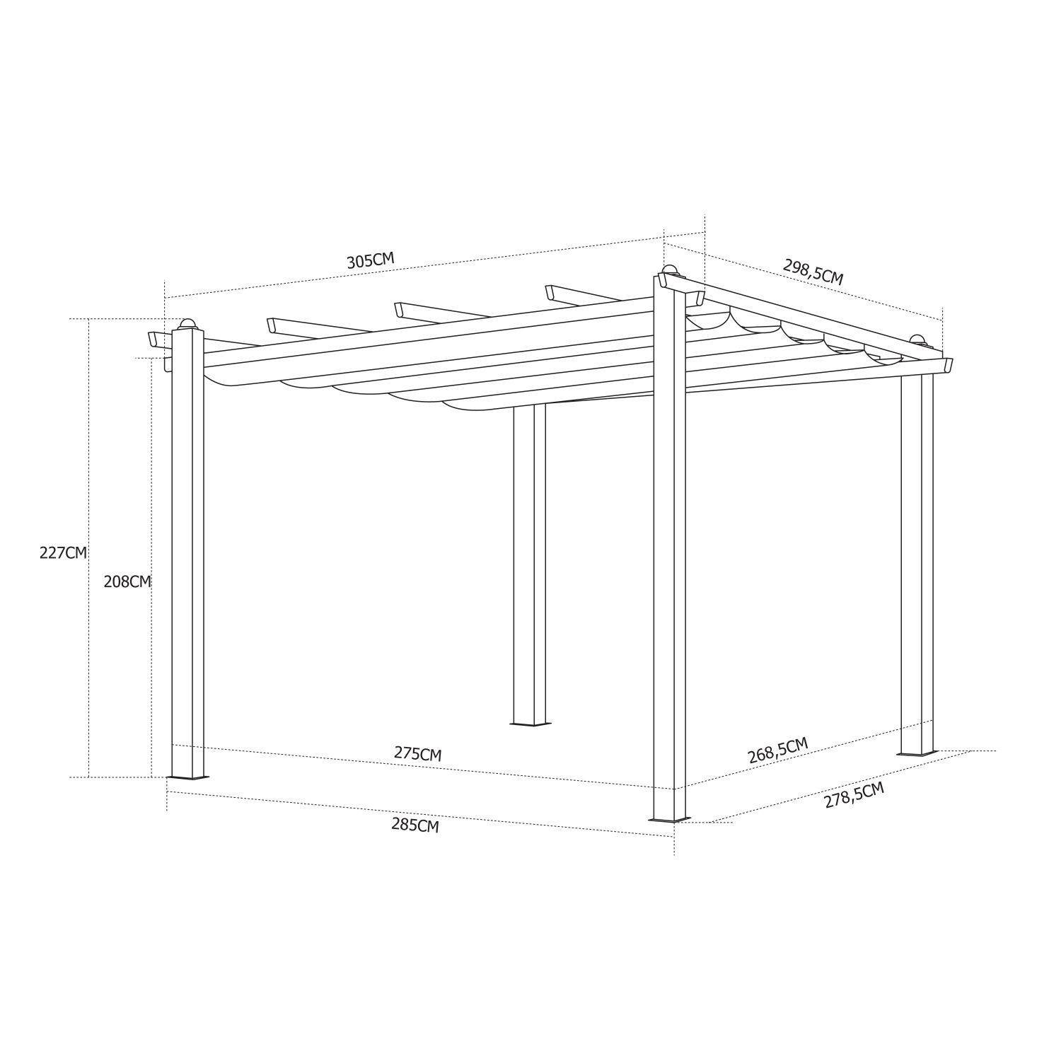 Autre - Tonnelle/Pergola aluminium 3x3m toile coulissante rétractable - Gris Anthracite - HERO - Imagen 9