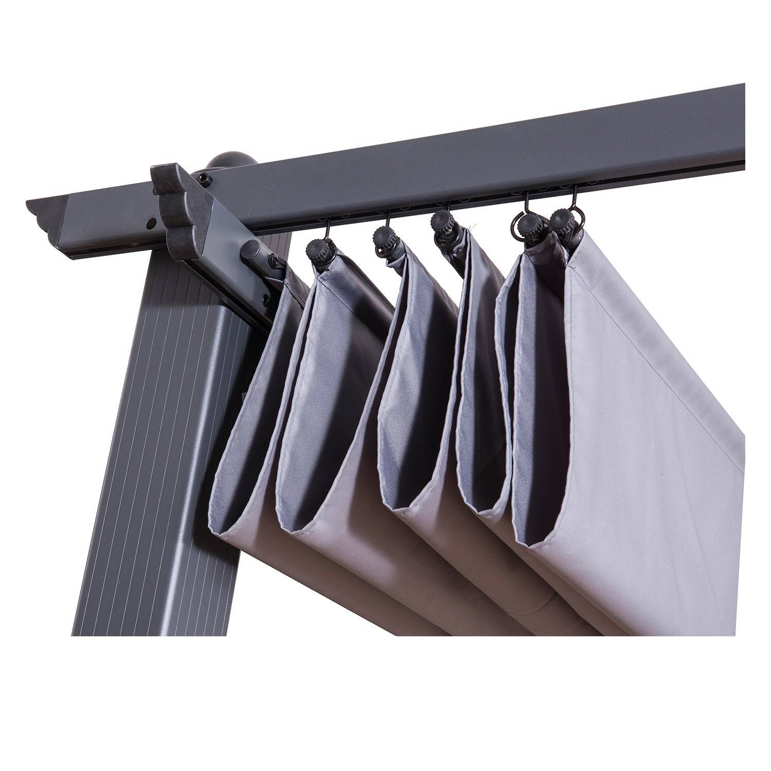 Autre - Tonnelle/Pergola aluminium 3x3m toile coulissante rétractable - Gris Anthracite - HERO - Imagen 4