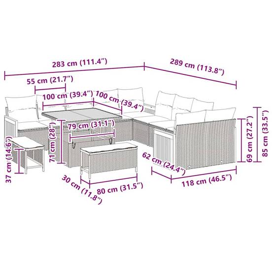 Grand Canapé Extérieur 17 Pcs Beige Crème Polyrotin Réception et Acacia pour Grands Jardins et Terrasses – ComfortXL Outdoor Living - Image 5