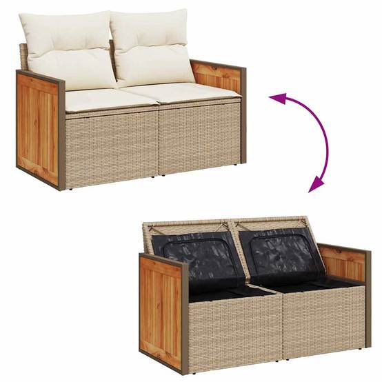Grand Canapé Extérieur 17 Pcs Beige Crème Polyrotin Réception et Acacia pour Grands Jardins et Terrasses – ComfortXL Outdoor Living - Image 6