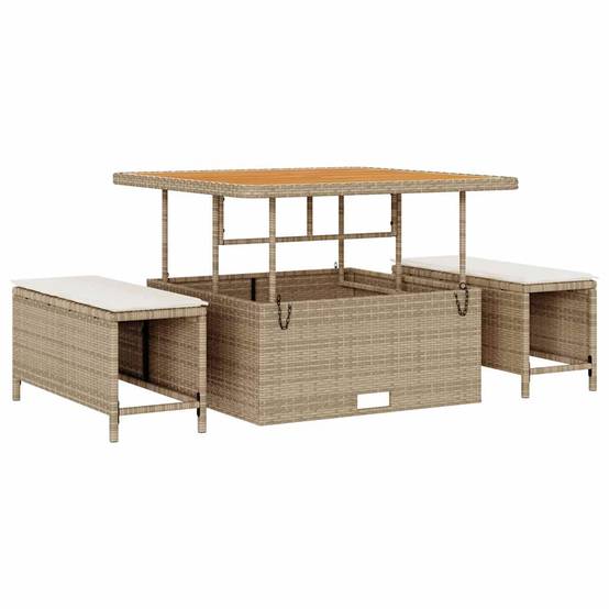 Grand Canapé Extérieur 17 Pcs Beige Crème Polyrotin Réception et Acacia pour Grands Jardins et Terrasses – ComfortXL Outdoor Living - Image 4