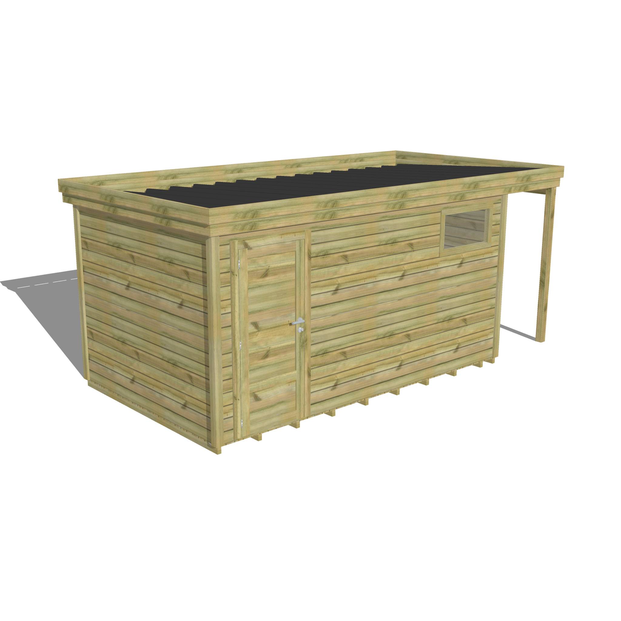 ABRI DE JARDIN bois  autoclave 27mm - 5,34x2,64m / 14m2 - Bac acier - Plancher bois - Image 1