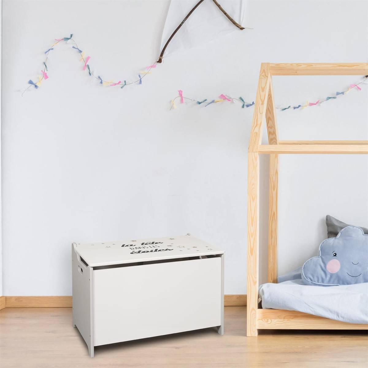 The Home Deco Kids - Coffre à jouets en bois MDF La tête dans les étoiles - Image 6