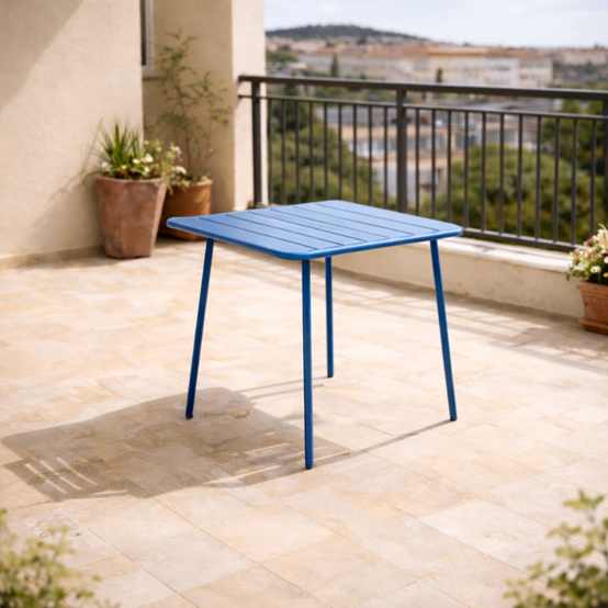 Table carrée 4 places 70x70cm bleu BERGAME - Image 2