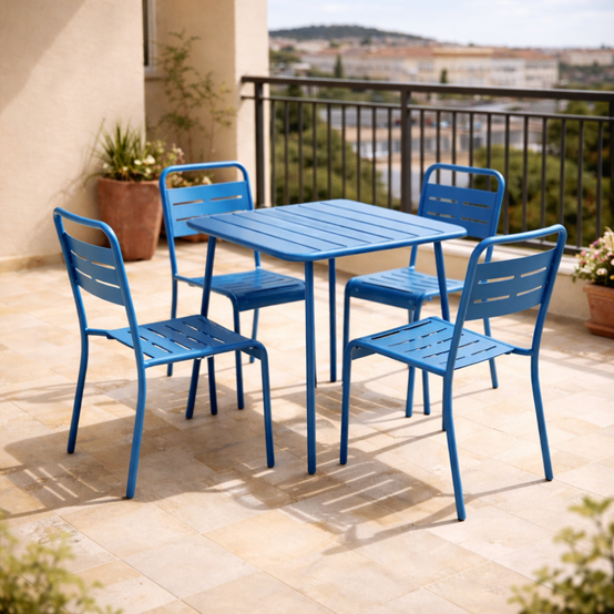 Table carrée 4 places 70x70cm bleu BERGAME - Image 6