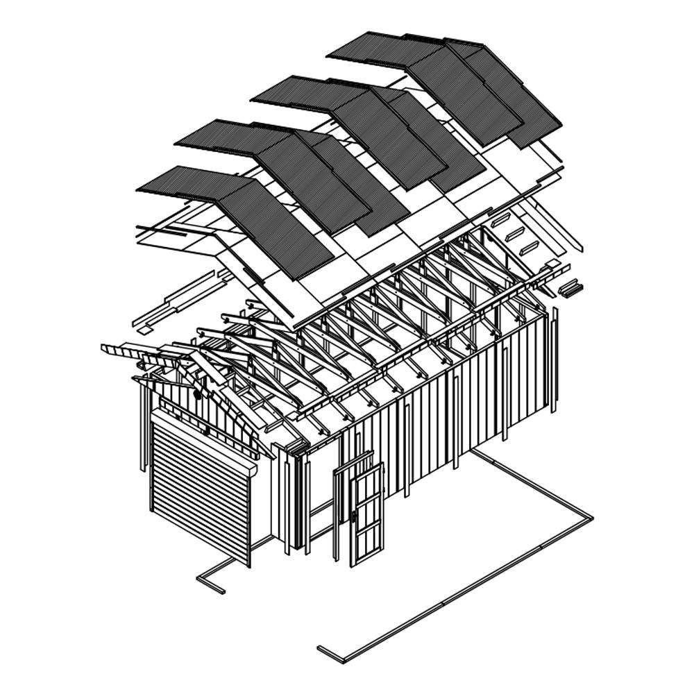 Timbela - Garage Qualité Premium 21 m² / L378xl648 cm - garage pour auto, moto, vélos, machines de jardinage - Timbela M992B-CAVERN STEEL - Image 8