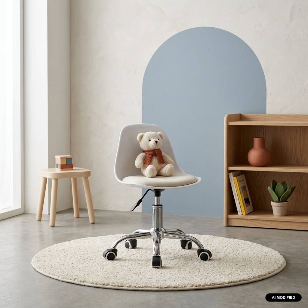 sweeek - Chaise de bureau enfant à roulettes ajustable piètement chromé blanc - Manel | sweeek - Image 1