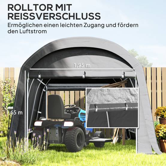 Abri de stockage vélo Acier Extérieur Imperméable anti-UV 450x300x230cm Gris foncé - ComfortXL Outdoor Living - Image 5