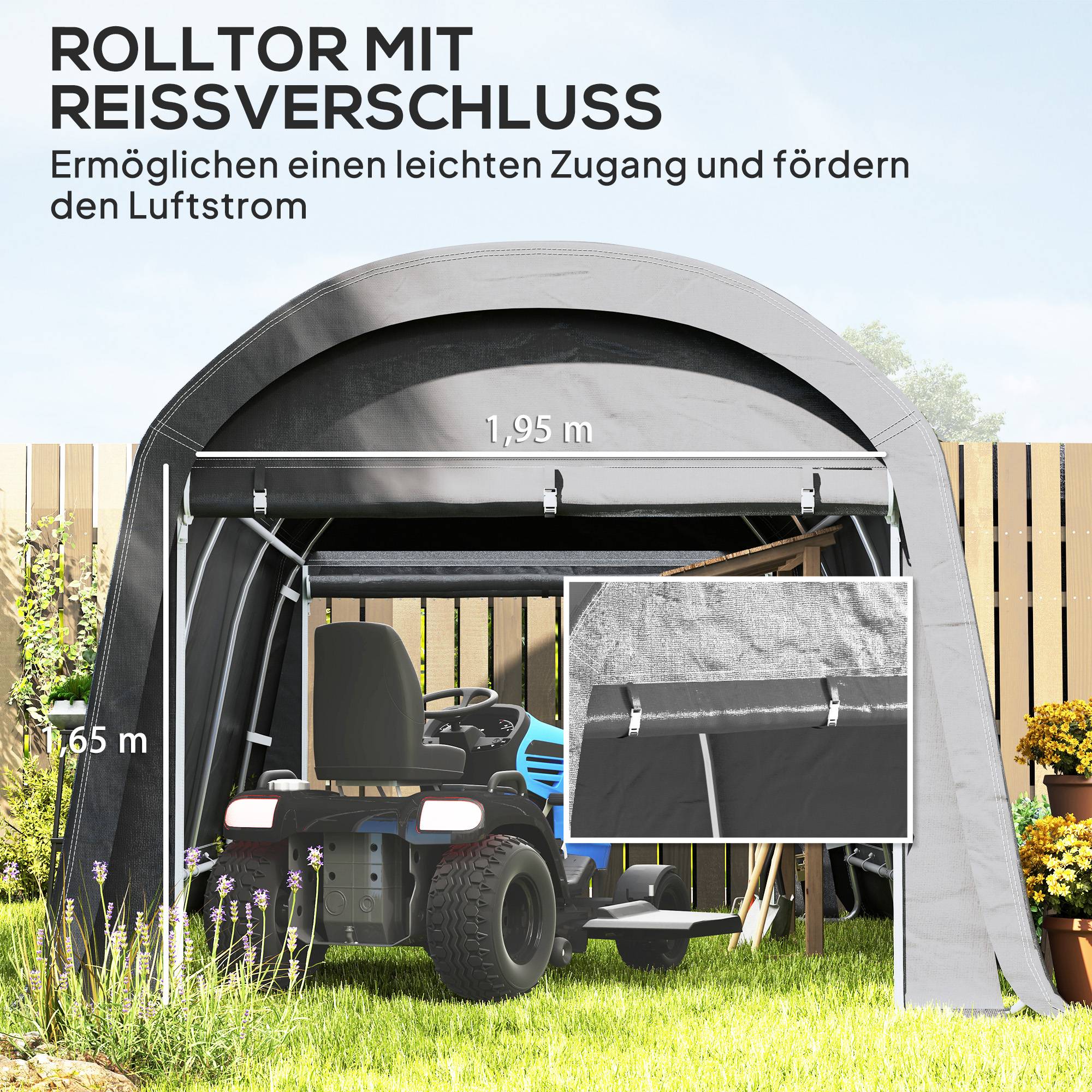 Abri de stockage vélo Acier Extérieur Imperméable anti-UV 450x300x230cm Gris foncé - ComfortXL Outdoor Living - Image 5