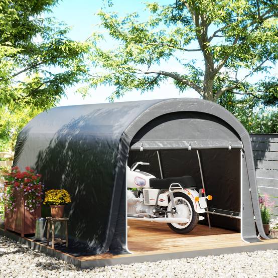 Abri de stockage vélo Acier Extérieur Imperméable anti-UV 450x300x230cm Gris foncé - ComfortXL Outdoor Living - Image 1