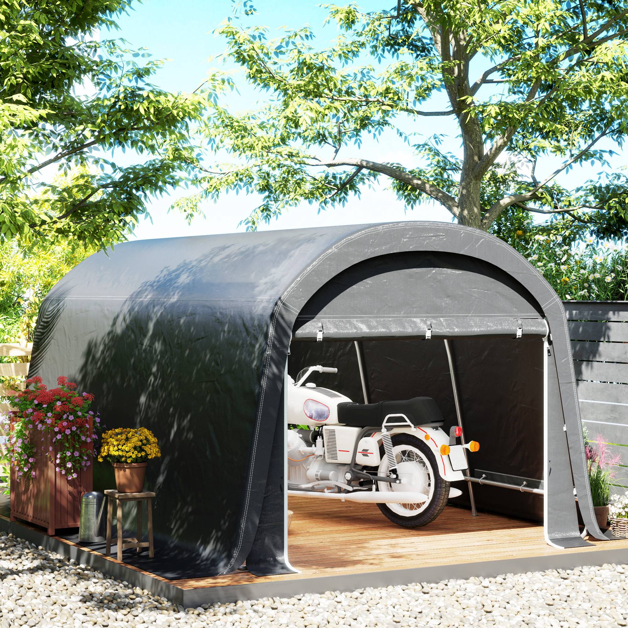 Abri de stockage vélo Acier Extérieur Imperméable anti-UV 450x300x230cm Gris foncé - ComfortXL Outdoor Living - Image 1