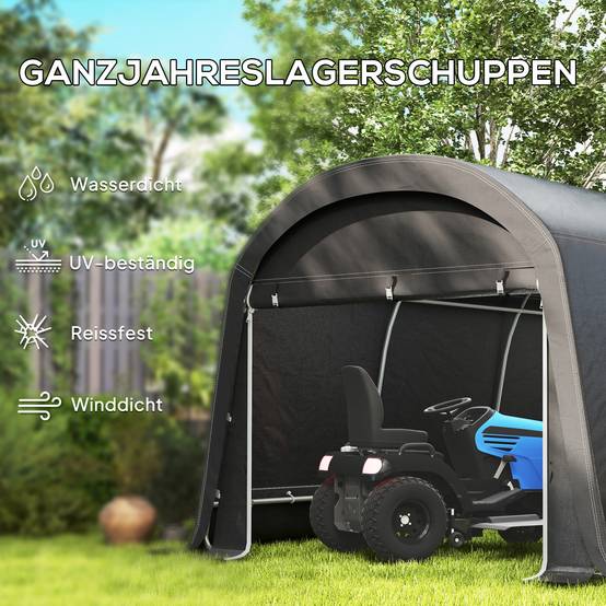 Abri de stockage vélo Acier Extérieur Imperméable anti-UV 450x300x230cm Gris foncé - ComfortXL Outdoor Living - Image 4