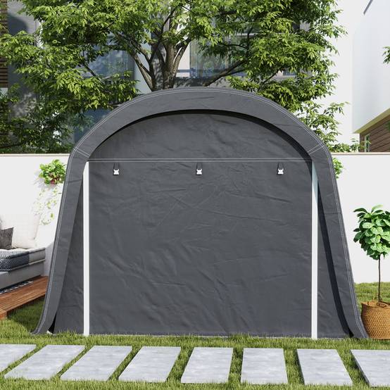 Abri de stockage vélo Acier Extérieur Imperméable anti-UV 450x300x230cm Gris foncé - ComfortXL Outdoor Living - Image 7