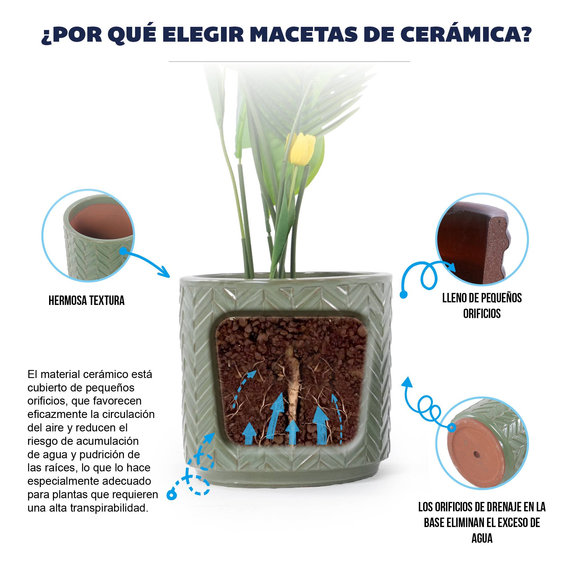 ComfortXL - Pot de fleurs céramique Ø20 cm vert sauge brillant pour succulentes avec drainage - ComfortXL Outdoor Living - Image 7