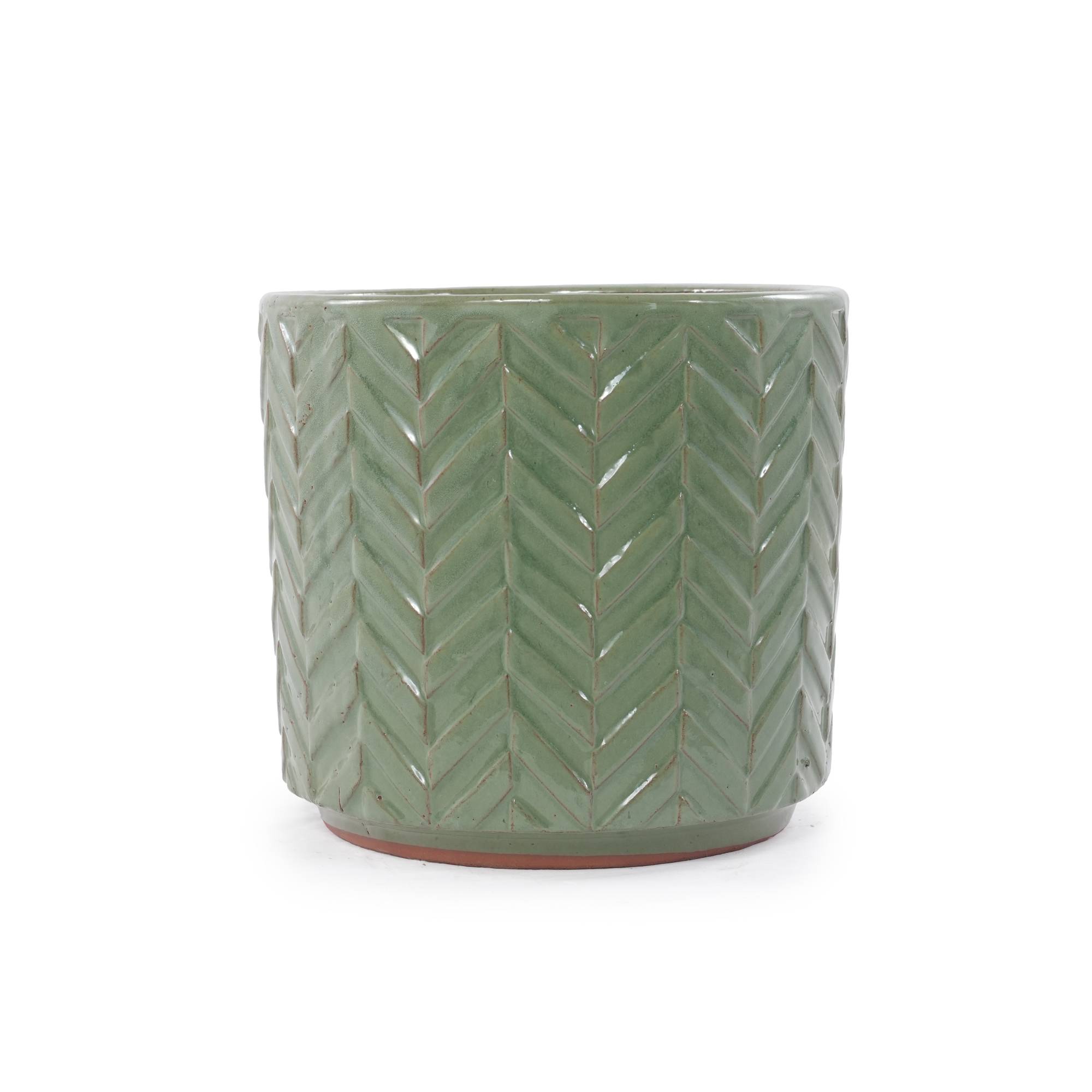 ComfortXL - Pot de fleurs céramique Ø20 cm vert sauge brillant pour succulentes avec drainage - ComfortXL Outdoor Living - Image 1
