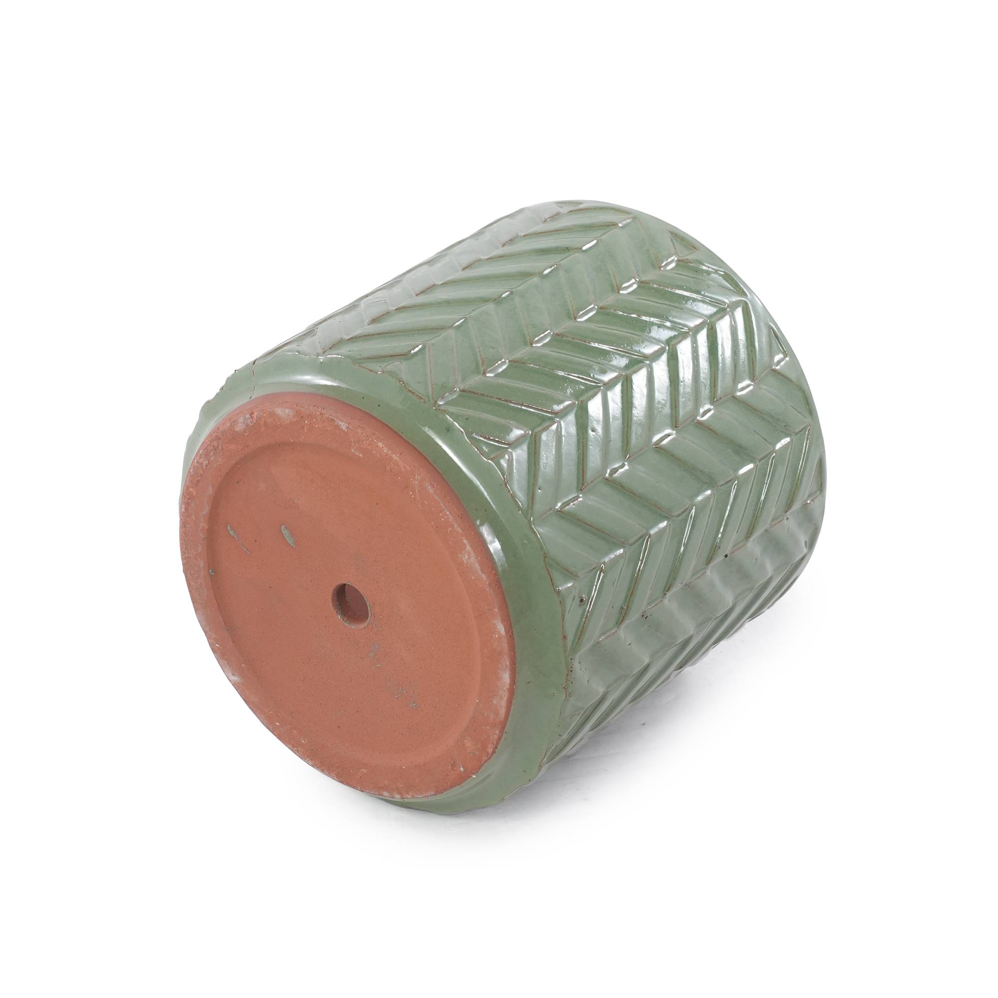 ComfortXL - Pot de fleurs céramique Ø20 cm vert sauge brillant pour succulentes avec drainage - ComfortXL Outdoor Living - Image 3