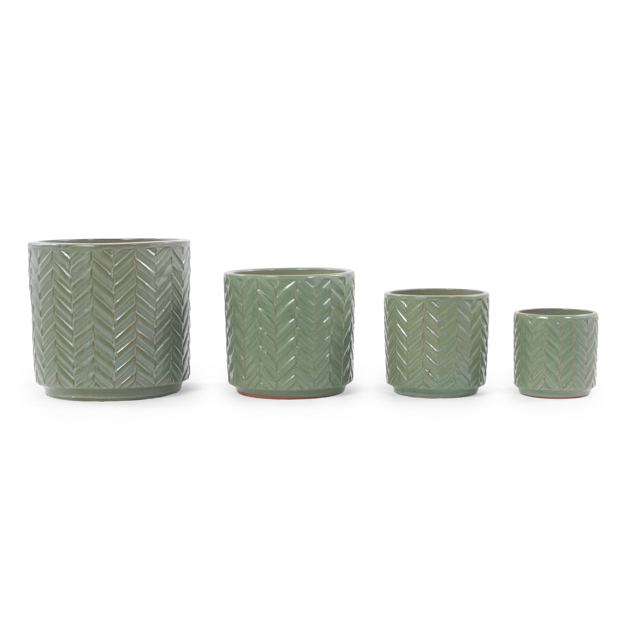 ComfortXL - Pot de fleurs céramique Ø20 cm vert sauge brillant pour succulentes avec drainage - ComfortXL Outdoor Living - Image 8