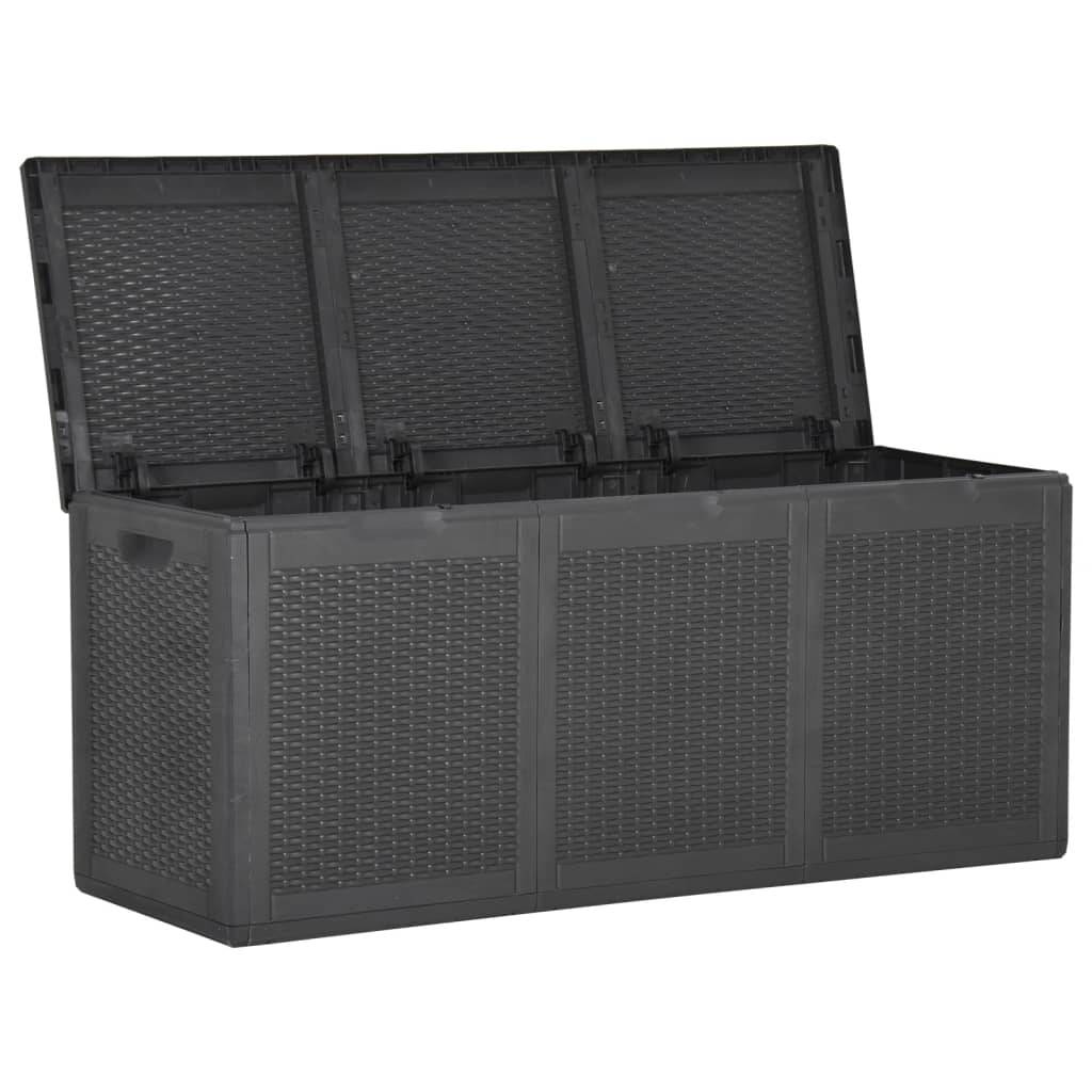Helloshop26 - Coffre boîte meuble de jardin rangement 270 litres noir PP rotin - Imagen 2