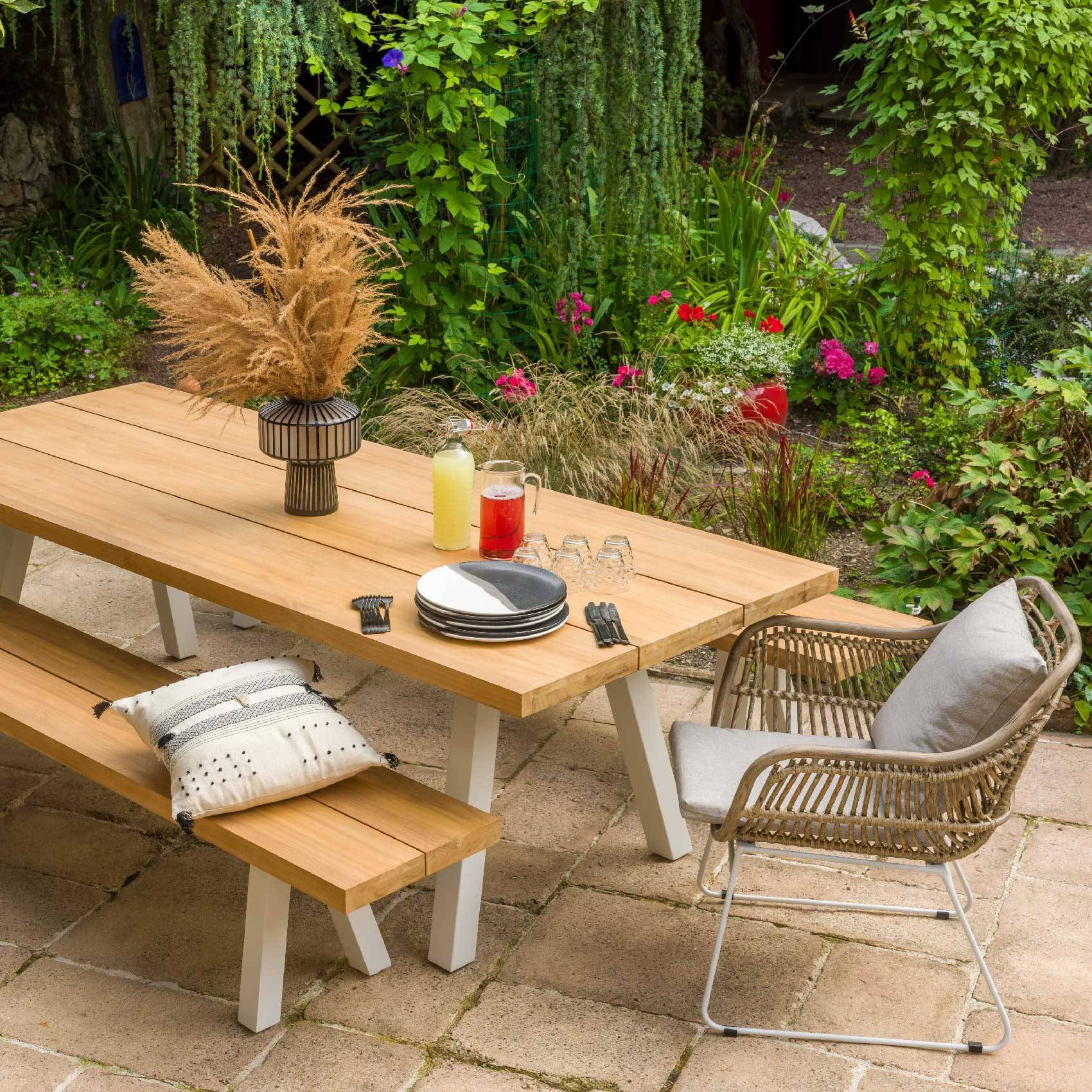 Banc esprit bord de mer - JARDILINE - Aluminium/Bois - Naturel - Imagen 8