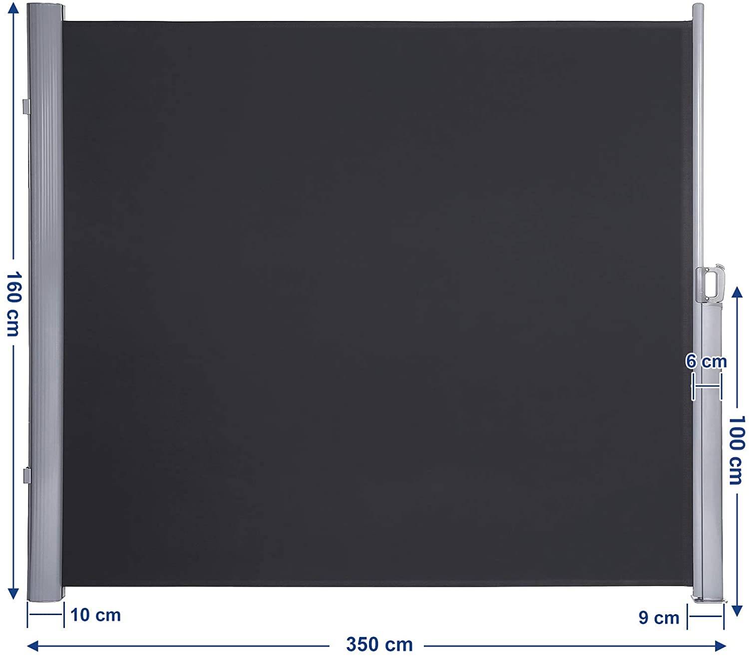 Helloshop26 - Store latéral pour balcon terrasse brise vue pare soleil gris foncé 160 x 350 cm gris foncé - Imagen 2
