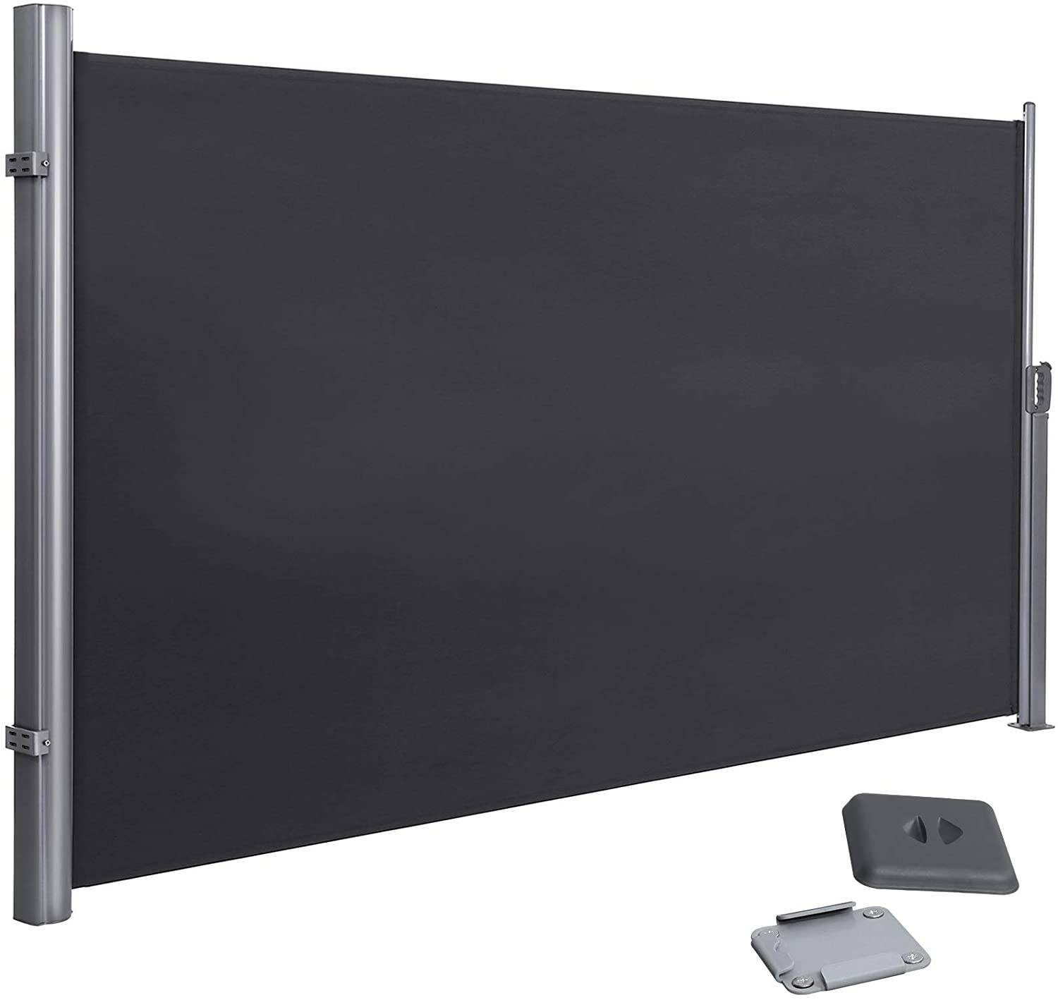 Helloshop26 - Store latéral pour balcon terrasse brise vue pare soleil gris foncé 160 x 350 cm gris foncé - Imagen 1