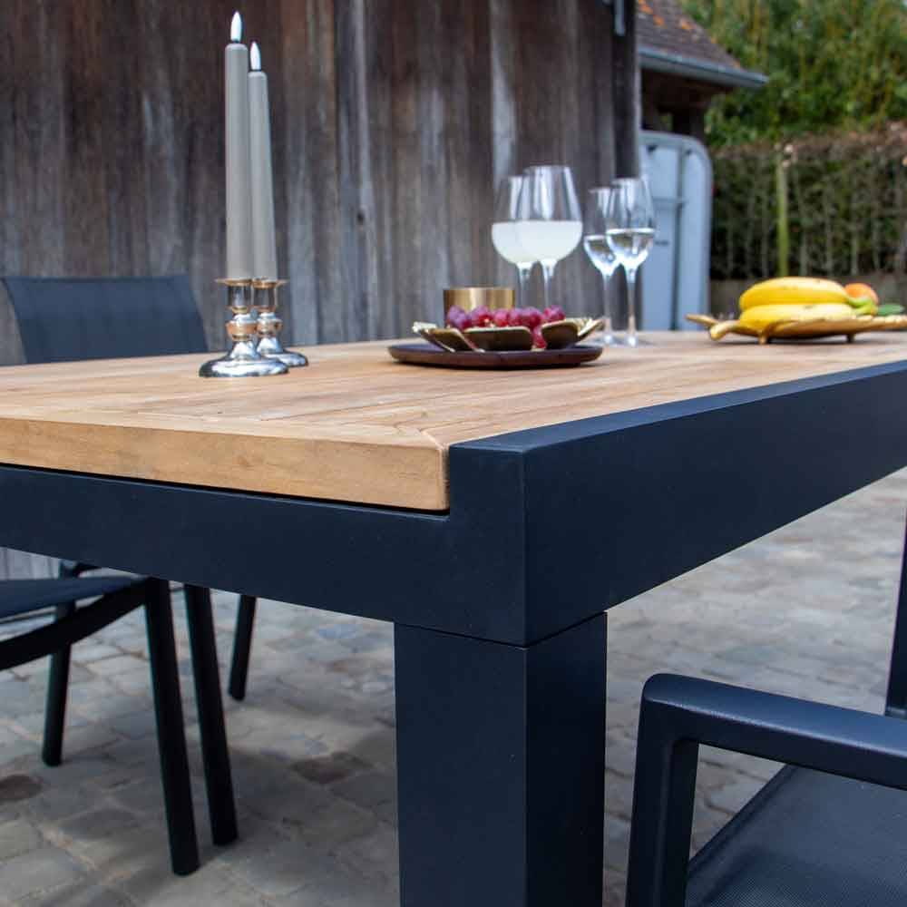 Wilsa Garden - Ensemble de jardin aluminium et teck noir extensible 6/10P BALITECK - Imagen 3