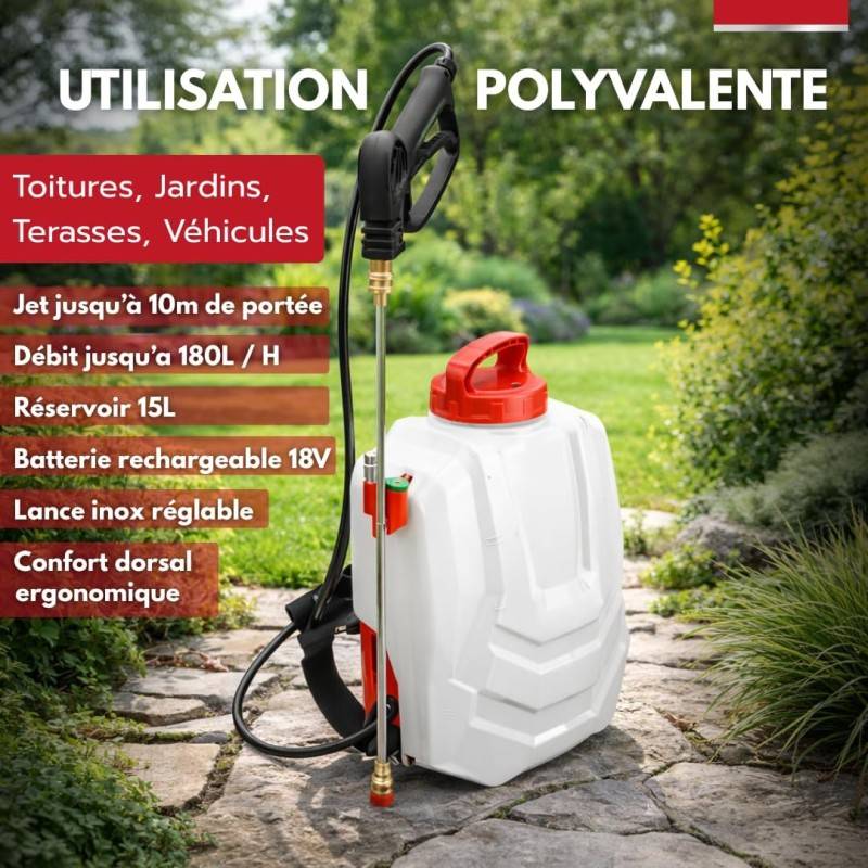 Pulvérisateur Électrique Dorsal Sprayer 15L avec 2 Batteries Rechargeables - Forum Equipement - Pulvérisateur à dos à Batterie Jardin Toiture Façade - Image 2