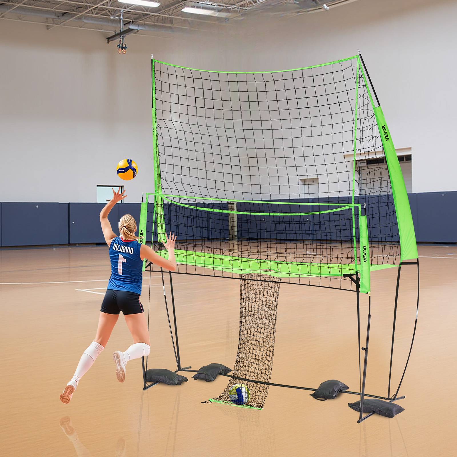 Vevor - VEVOR Filet de volley-ball portable, réglable 6,5–8 pieds, retour de balle, stable avec sacs de sable, facile à monter, pour intérieur et extérieur - Image 8