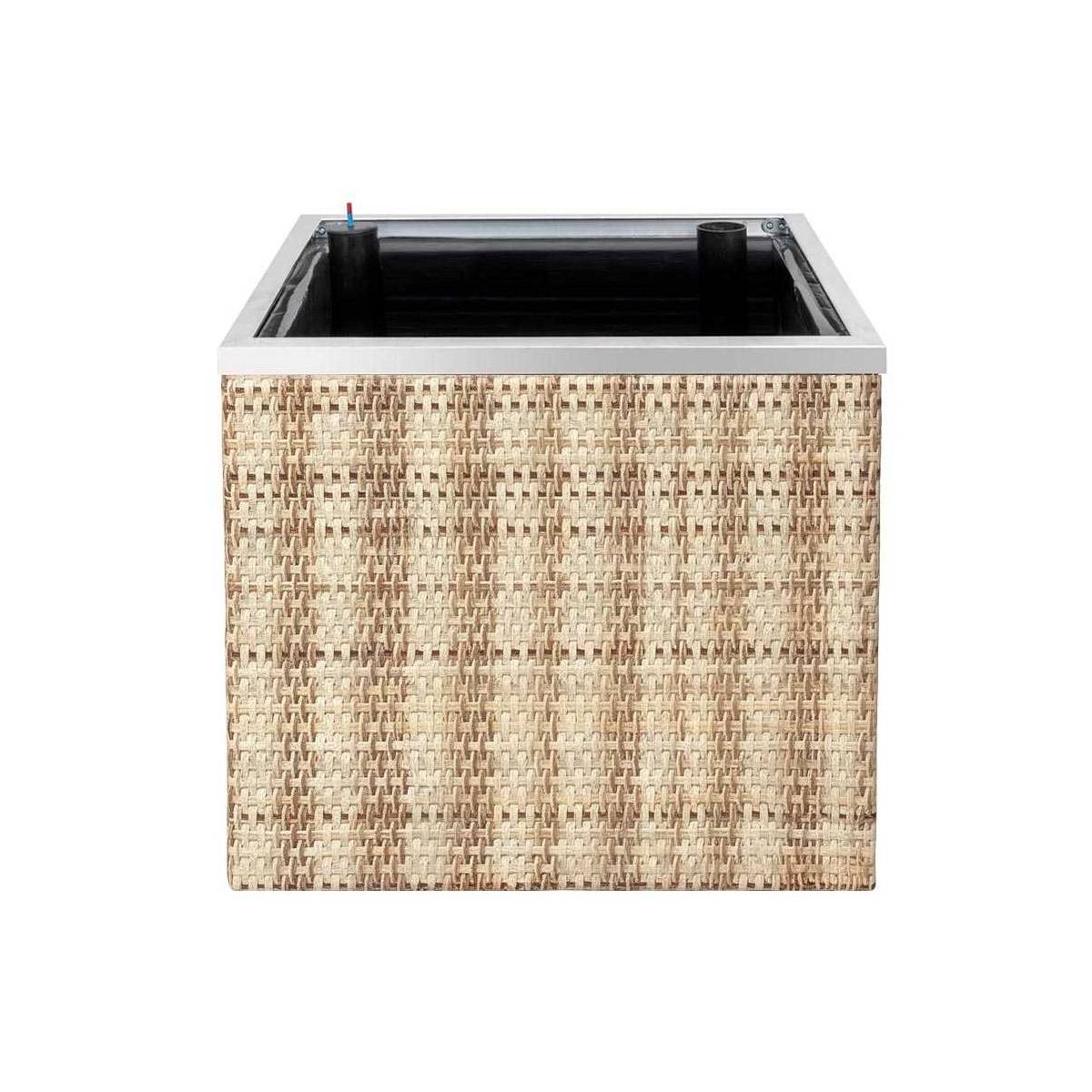 Rattan Art - Jardinière en résine tressée avec réserve d'eau et cadre en aluminium 50 x 50 x 43 cm - Imagen 1