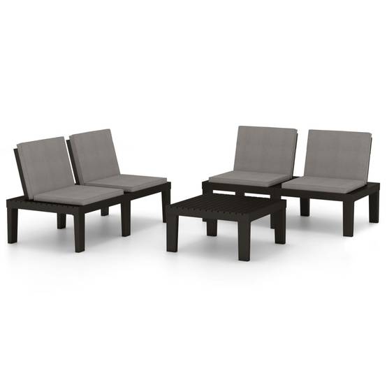 Maison Chic - Salon de jardin 3 pcs | Mobilier d'extérieur avec coussins Plastique Gris Maison Chic - Image 1