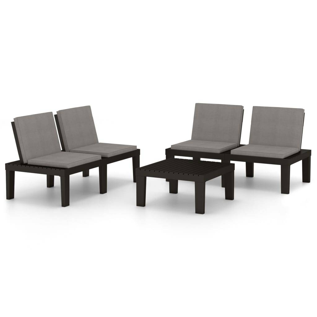 Maison Chic - Salon de jardin 3 pcs | Mobilier d'extérieur avec coussins Plastique Gris Maison Chic - Image 1
