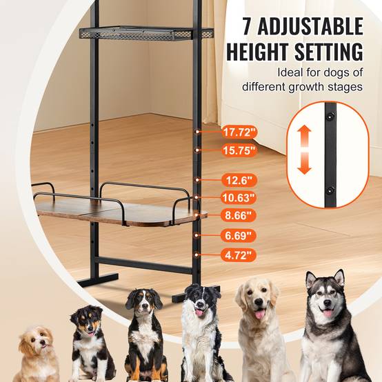 Vevor - VEVOR Support gamelle surélevée réglable 50x19.8x145 cm, étagère rangement jouets, nourriture chiens. - Image 3