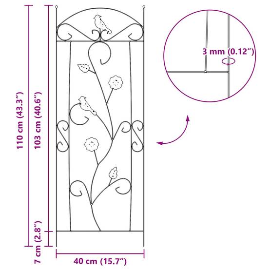 Barrière de jardin Décorative Acier Noir Lot de 3 Panneaux pour Fleurs 112x40cm - ComfortXL Outdoor Living - Image 9