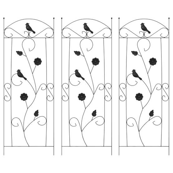 Barrière de jardin Décorative Acier Noir Lot de 3 Panneaux pour Fleurs 112x40cm - ComfortXL Outdoor Living - Image 2