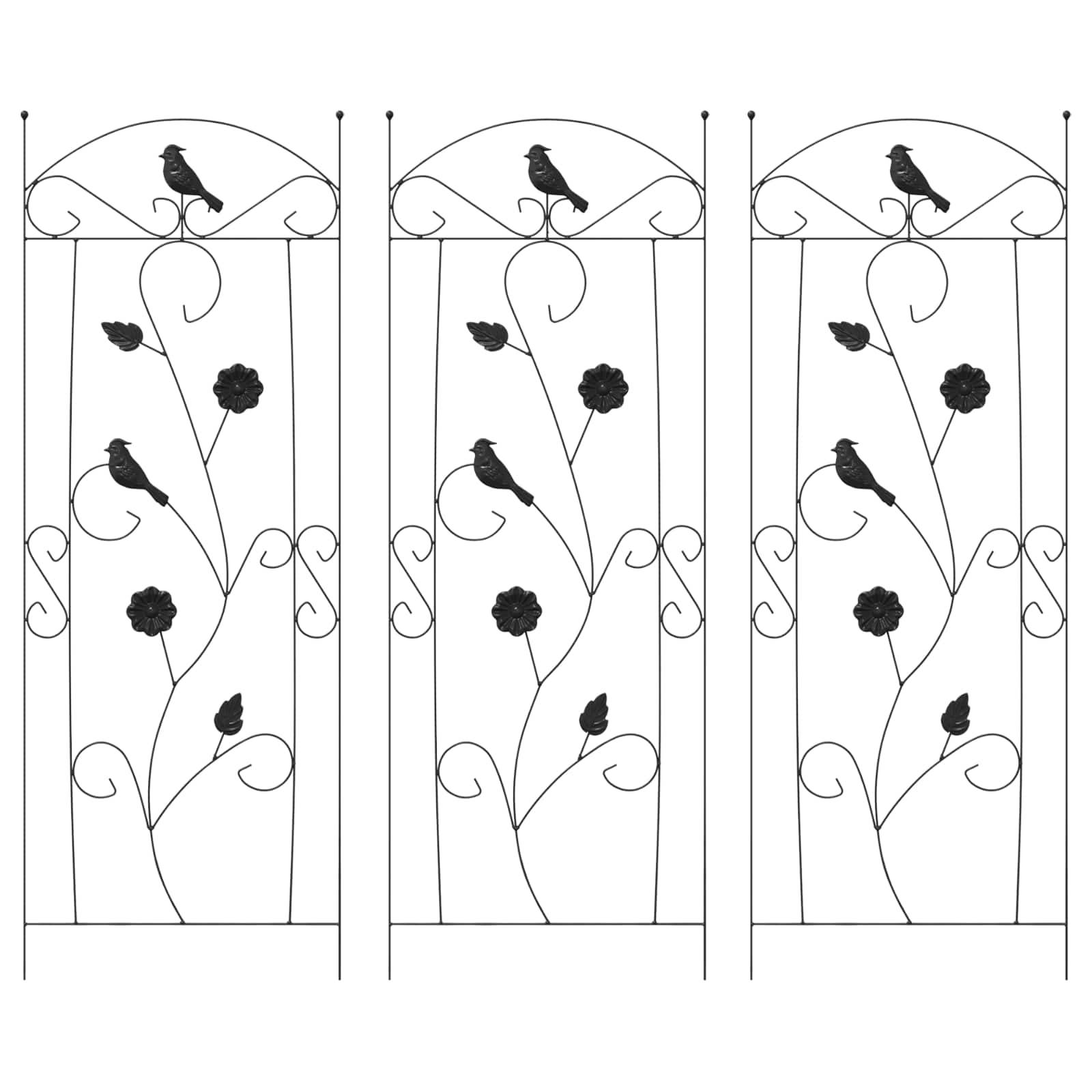 Barrière de jardin Décorative Acier Noir Lot de 3 Panneaux pour Fleurs 112x40cm - ComfortXL Outdoor Living - Image 2