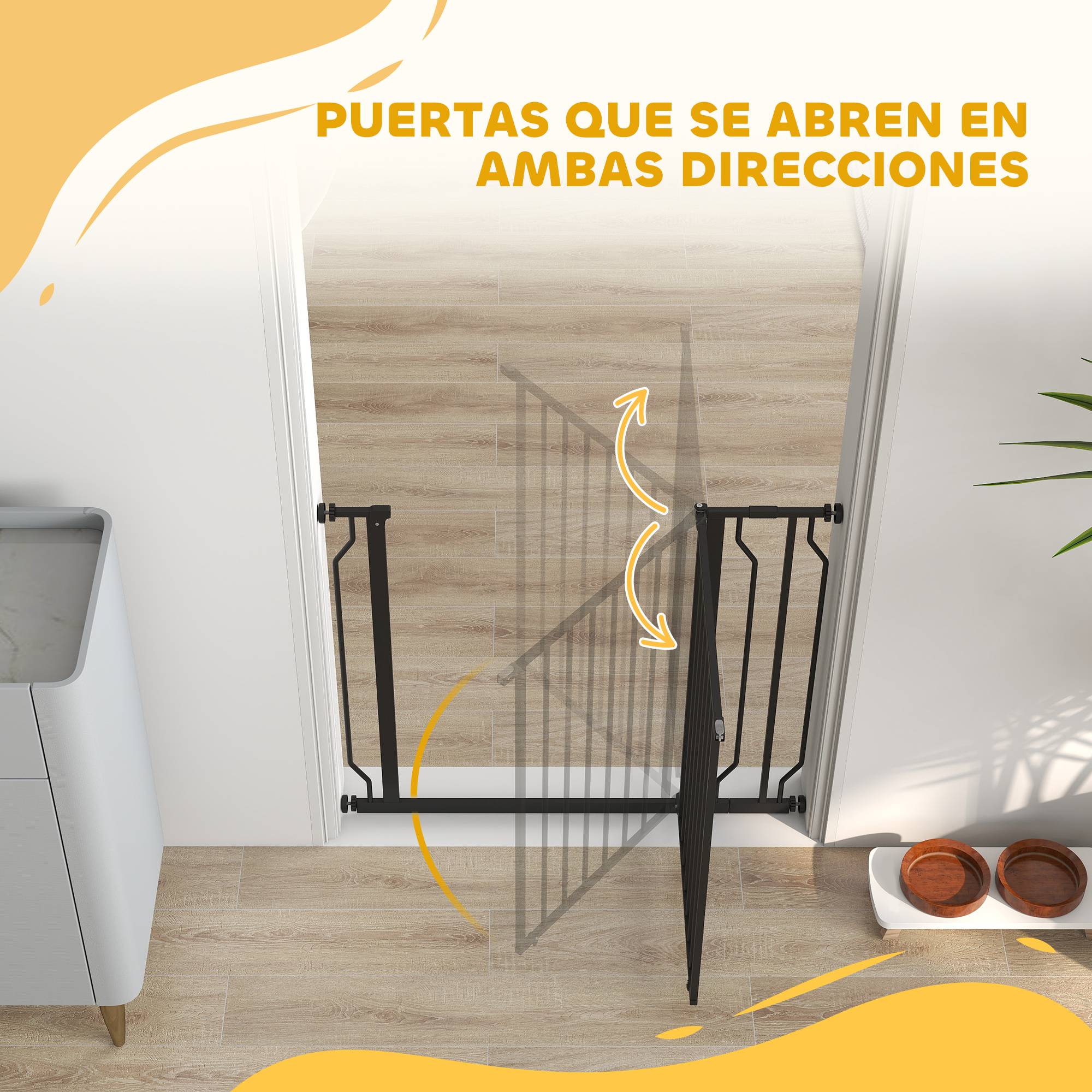 Barrière de sécurité pour chien avec 2 extensions, fixation par pression, double verrouillage pour portes et escaliers, 75-95 cm, noire - Image 10