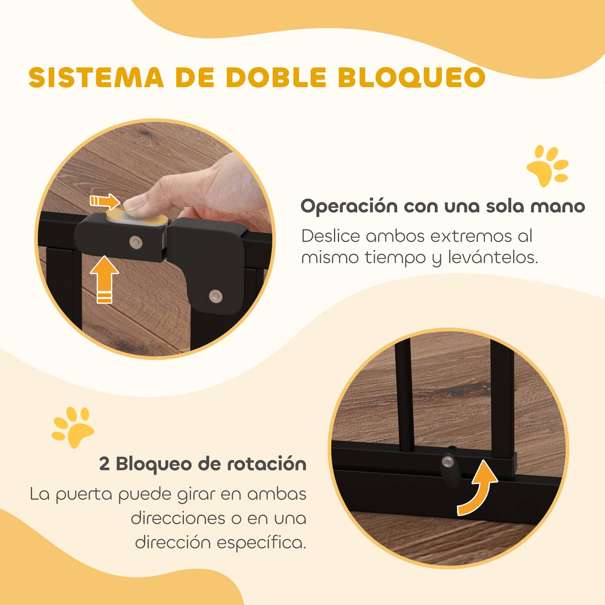 Barrière de sécurité pour chien avec 2 extensions, fixation par pression, double verrouillage pour portes et escaliers, 75-95 cm, noire - Image 7