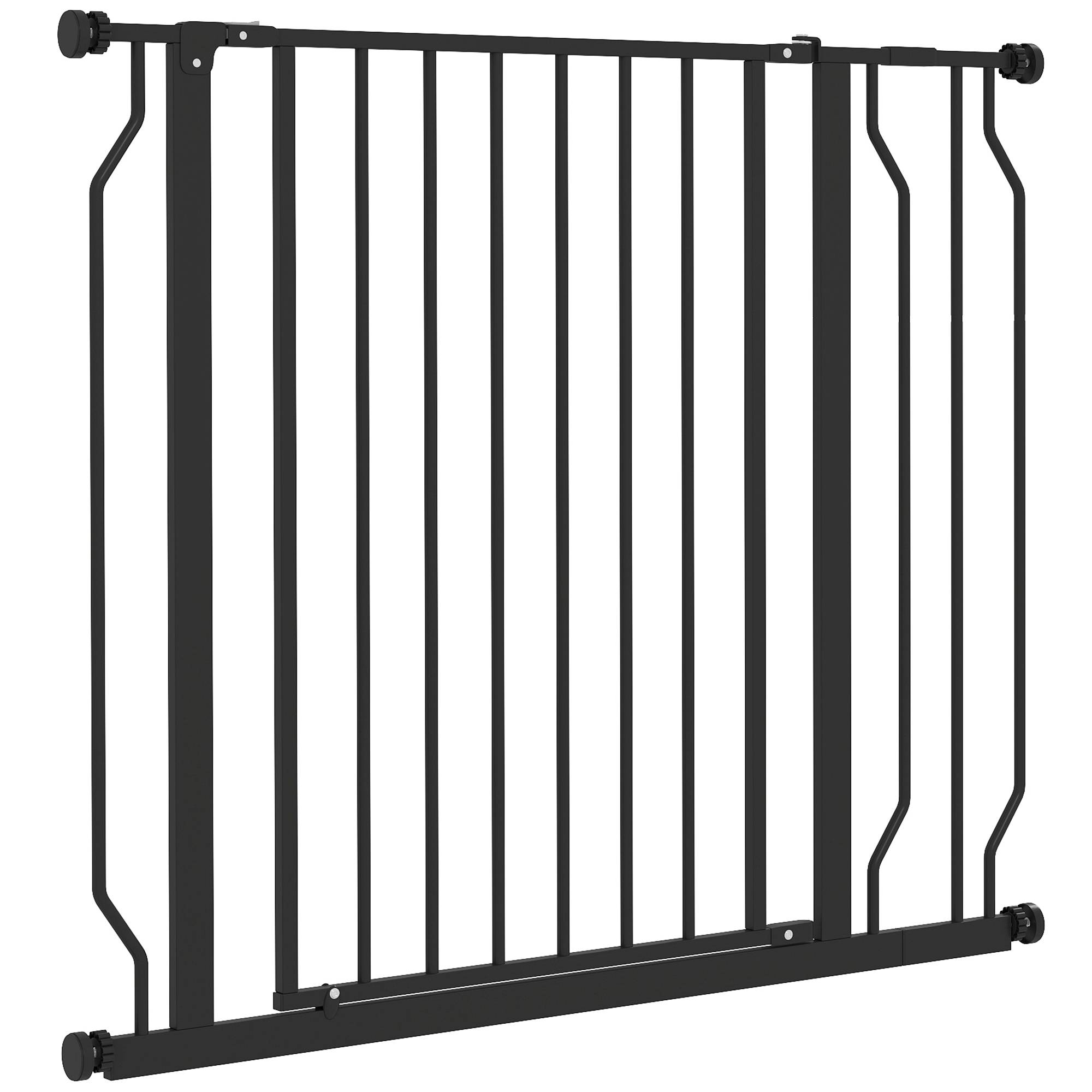 Barrière de sécurité pour chien avec 2 extensions, fixation par pression, double verrouillage pour portes et escaliers, 75-95 cm, noire - Image 2
