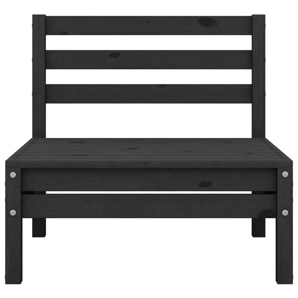 Helloshop26 - Salon de jardin meuble d'extérieur ensemble de mobilier 4 pièces noir bois de pin massif - Imagen 3