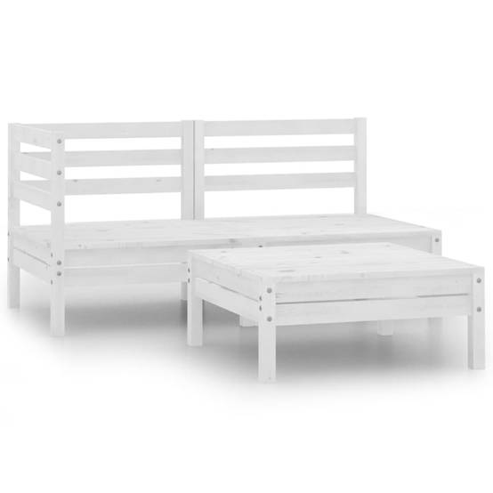Salon de Jardin Modulable Style Palette en Bois de Pin Massif 3 Pièces Blanc – ComfortXL Outdoor Living - Image 1
