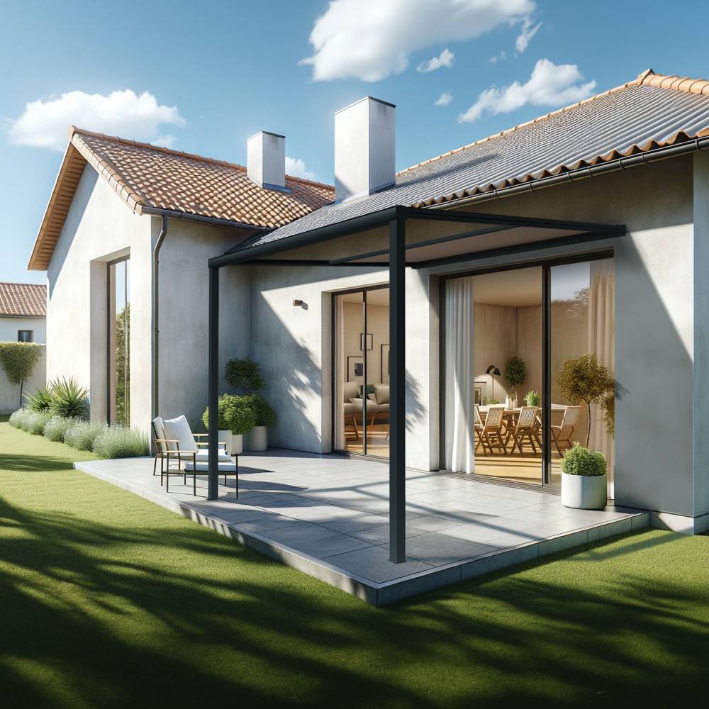 Pergola toile TILA 4,00x3,50m Motorisé à télécommande + manœuvre de secours (Taupe - Gris anthracite) - Alia Productions - Imagen 2