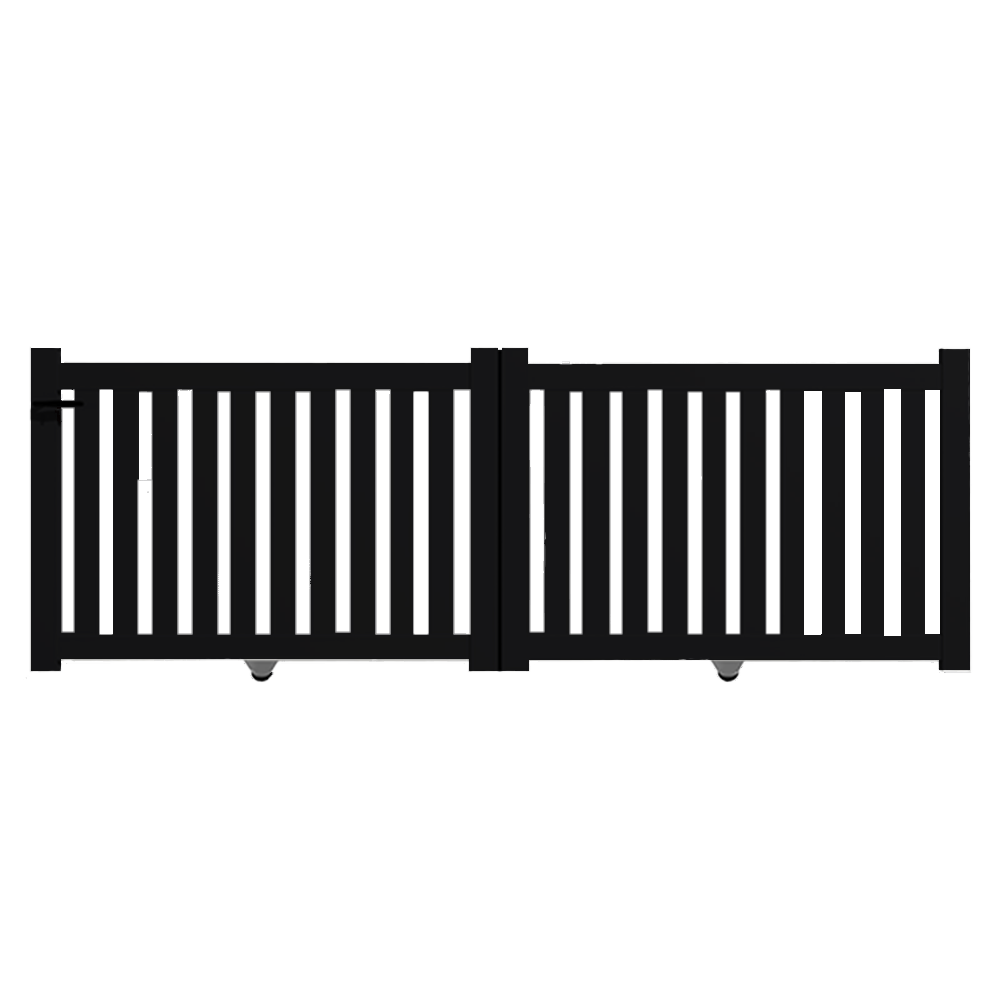 Portail Packit - Portail alu coulissant ajouré en kit dim. L.3500 (entre piliers) X H.1200 mm  Noir (RAL 9005)