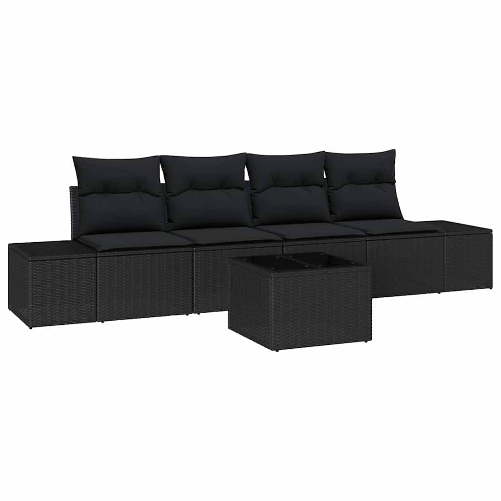 Vidaxl - Ensemble de canapé de jardin avec coussin 5 pcs Noir polyrotin vidaXL 3355602 - Image 2