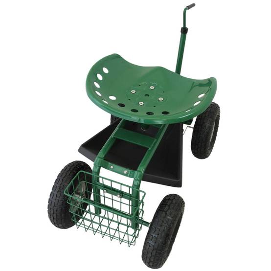 Monstershop - Siège pour Jardin Robuste Vert avec Panier et Bac à Outils - Image 1
