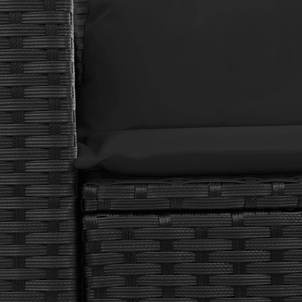 Canapé Extérieur 2 Places Poly Rotin avec Tablettes Rabattables et Coussins – Noir – ComfortXL Outdoor Living - Image 9