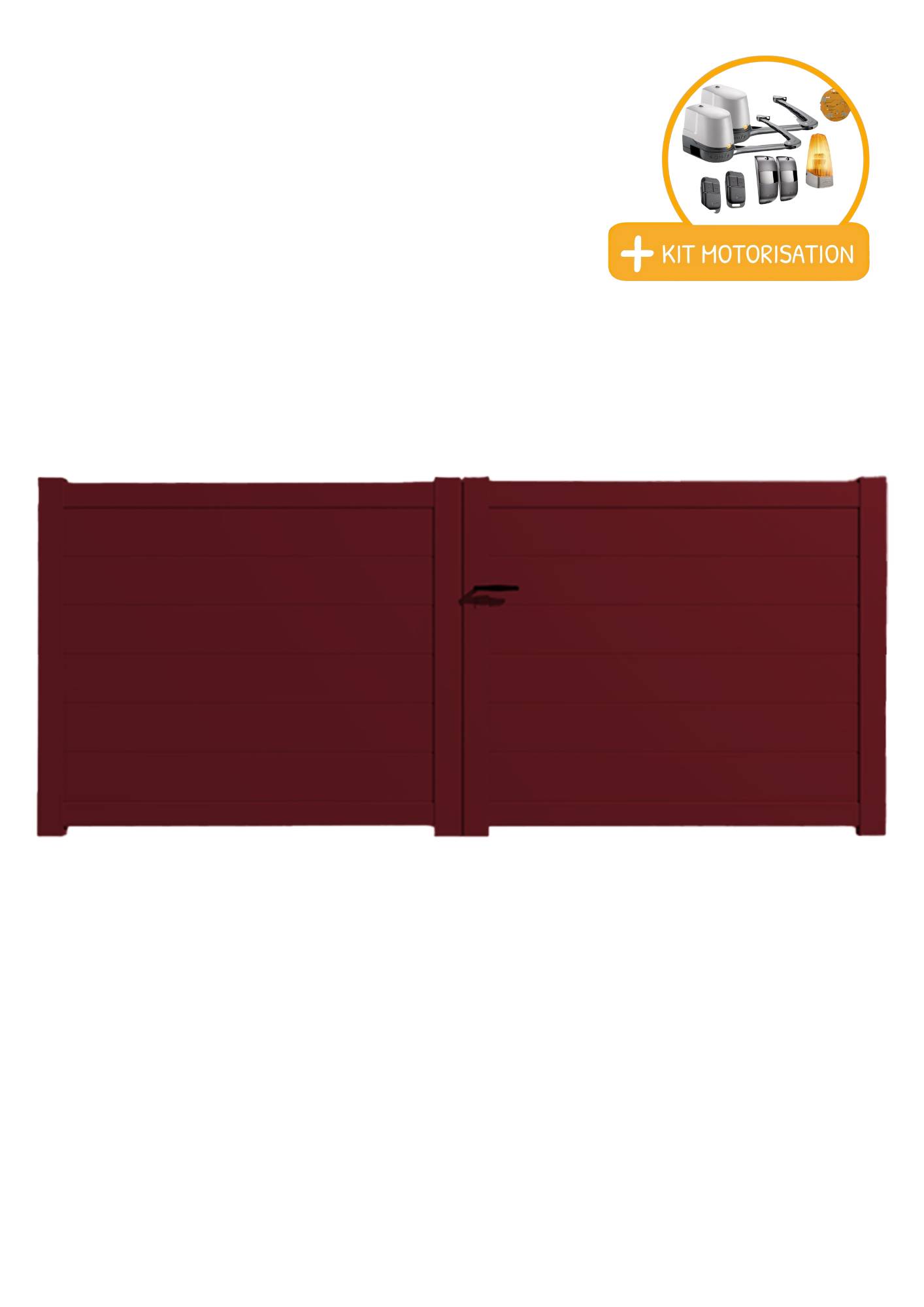 Portail Packit - Portail alu battant plein en kit +MOT dim. L.4000 (entre piliers ) X H.1700 mmMOT LOCKYVIA (à bras)  Rouge (RAL 3004)
