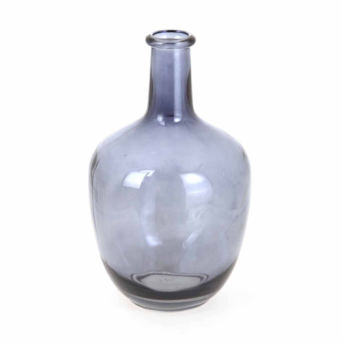 Paris Prix - Vase Déco en Verre "Jarre" 30cm Bleu Gris