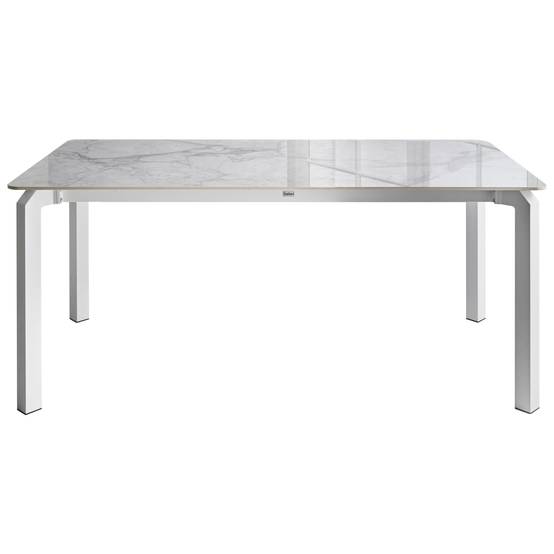 Beliani - Table de repas, 8 Personnes Pierre frittée Marbre blanc FELETTO - 90x180x76- Beliani - Image 2