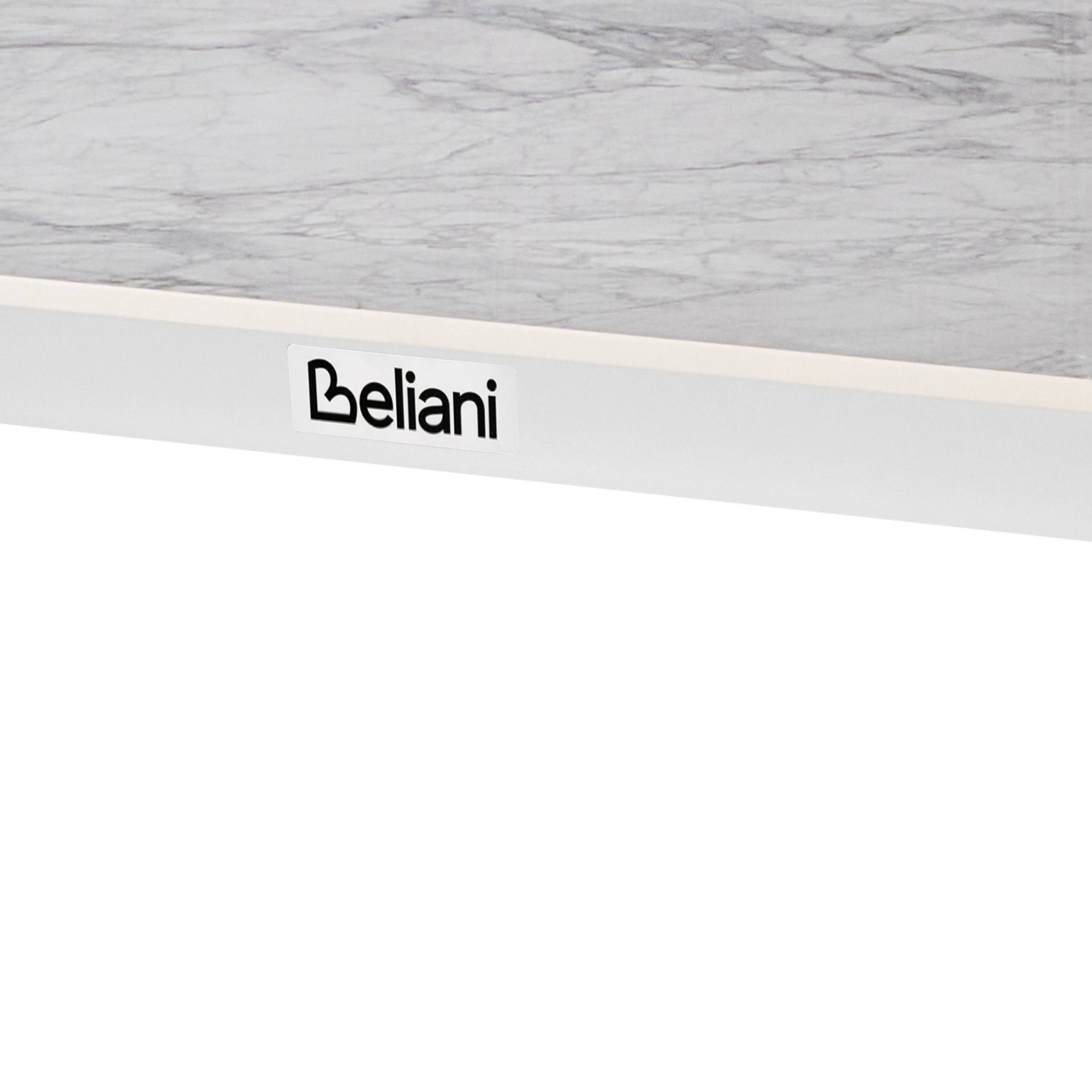 Beliani - Table de repas, 8 Personnes Pierre frittée Marbre blanc FELETTO - 90x180x76- Beliani - Image 4
