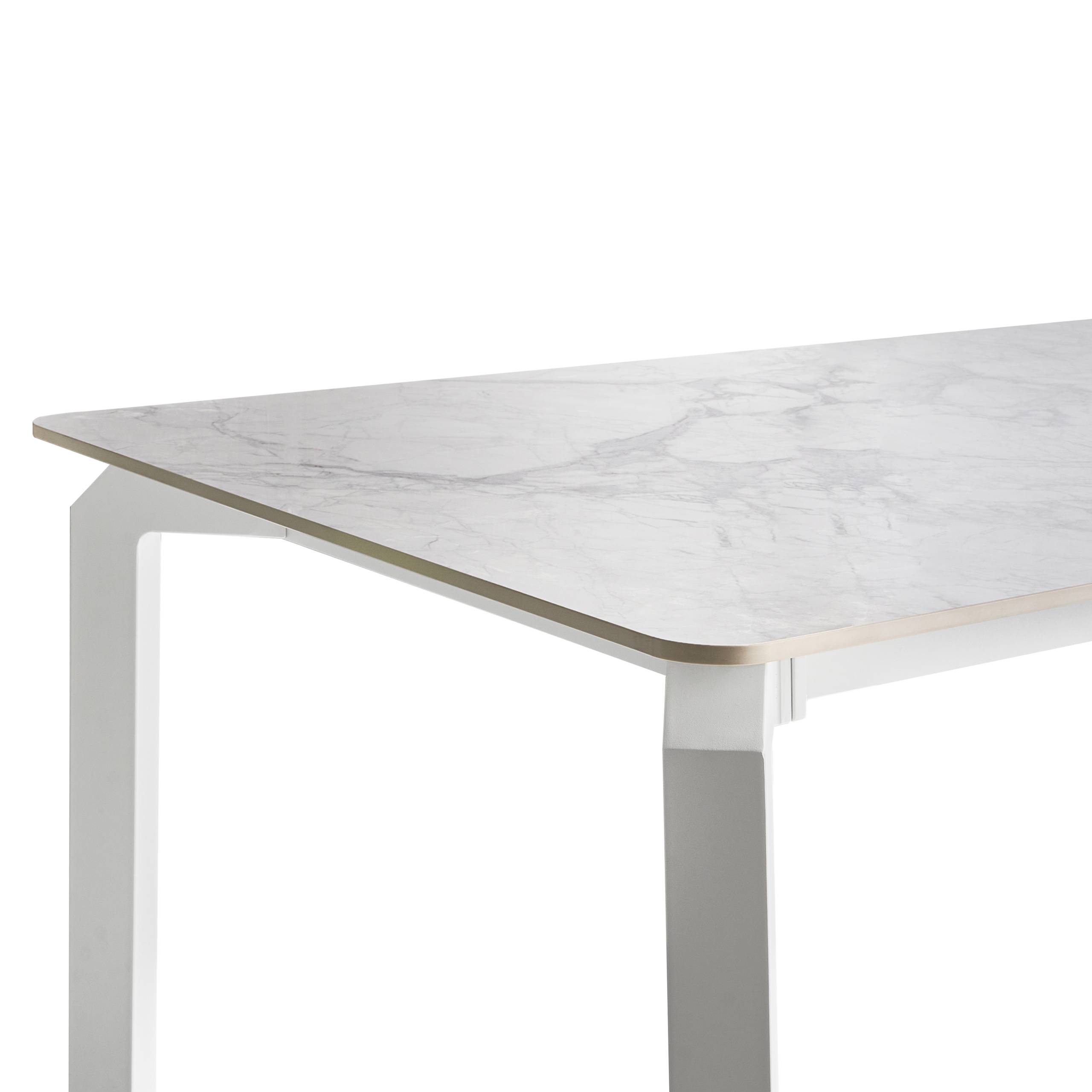 Beliani - Table de repas, 8 Personnes Pierre frittée Marbre blanc FELETTO - 90x180x76- Beliani - Image 3